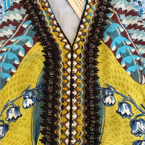 Anthropologie Bhanuni by Jyoti Blue and Green Maxi Dress New Size 10 - Picture 3 of 6